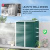 Outsunny 5ft x 3ft Lean to Garden Shed, Metal Outdoor Storage Shed with Single Lockable Door, Tool Storage Shed for Garden, Patio, Green