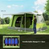 Outsunny Two Room Camping Tent w/ Porch for 4-8 Man, Camping Backpacking Shelter w/ Mesh Windows, Zipped Doors, Lamp Hook & Portable Carry Bag