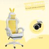 Vinsetto Reclining Racing Gaming Chair with Headrest and Lumber Support, PU Leather Computer Chair with Removable Rabbit Ears, Footrest, Yellow