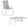 Outsunny 7 Piece Garden Dining Set with Dining Table and Chairs, 6 Seater Outdoor Furniture with Parasol Hole for Deck and Balcony, Grey