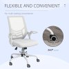 Vinsetto Mesh Office Chair with Flip-up Armrest, Swivel Computer Chair with Lumbar Support, Adjustable Height, Tilt Function for Home/Office, White