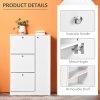 HOMCOM Shoe Cabinet with 3 Flip Drawers, Narrow Shoe Storage Cabinet with 5-tier Cupboard and Adjustable Dividers for Hallway, Entryway, White