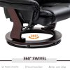 HOMCOM Recliner Chair With footstool, Recliner Armchair up to 130kg Weight Capacity, 135 Reclining Swivel Sofa Chair, PU Leather Ergonomic Couch Bed with Swivel Wood Base for Living Room, Black