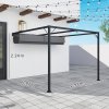 Outsunny 3 x 3(m) Outdoor Lean To Pergola Retractable Canopy Wall Mounted Gazebo Patio Shelter Sun Shade, Grey
