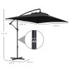 Outsunny 3x2m Cantilever Parasol with Cross Base, Banana Parasol with Crank Handle and 6 Ribs, Rectangular Hanging Patio Umbrella for Outdoor Pool, Garden, Balcony, Black