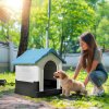 PawHut Dog Kennel for Outside, Plastic Dog House, Water-Resistant Pet Shelter with Windows, for Garden Patio, Miniature Dogs, 64.5 x 57 x 66cm - Blue
