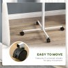 PawHut Bird Table, Bird Feeding Station with Wheels, Perches, Stainless Steel Feed Bowls, Round Tray for Indoor - White