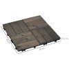Outsunny 27 Pcs Wooden Interlocking Decking Tiles, Outdoor Flooring Tiles for Patio, Balcony, Terrace, Hot Tub, 30 x 30 cm per Piece, 2.5m² per Pack, Charcoal Grey