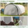 Outsunny 6 x 3(m) Walk-in Polytunnel Greenhouse with Upgraded Structure, Zipped Roll Up Mesh Door, 8 Mesh Windows, Tunnel Warm House Tent with PE Cover, 15 Plant Labels and Gloves, White