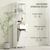 HOMCOM Tall Bathroom Cabinet with Removable Laundry Basket, Slim Bathroom Storage Unit with Tilt-Out Laundry Cabinet, 2 Open Shelves and Drawer, 40 x 30 x 165 cm, White