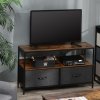 HOMCOM TV Stand Cabinet up to 47-inch, TV Unit with 2 Foldable Linen Drawers, Open Shelf for Living Room, Bedroom, Entertainment Room