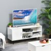 HOMCOM TV Stand Cabinet for Television up to 60 Inches, Modern TV Unit with Storage Shelf and Cable Hole for Living Room Bedroom, White