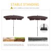 Outsunny 2 x 1.3m Garden Parasol Umbrella, Outdoor Market Table Umbrella with Ruffles & Aluminium Pole, Rectangular Tilting Parasol Sun Shade Canopy, Brown