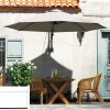 Outsunny 3 M Wall Mounted Garden Parasol Umbrella with Rotate, Outdoor Market Umbrella Sun Shade Canopy with 8 Ribs, Light Grey