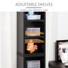 HOMCOM 204 CD Media Display Shelf Unit Set of 2 Blu-Ray Tower Rack w/ Adjustable Shelves Bookcase Storage Organiser, Black