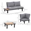Outsunny 4 Pieces Aluminium Garden Furniture Sets with Thick Padded Cushion, 5 Seater Outdoor L Shape Corner Sofa Conversation Set, w/ Coffee Table and Sofa Side Table for Patio, Deck, Dark Grey