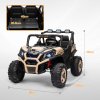 AIYAPLAY Kids Electric Ride on Car 2-Seater, 24V Truck UTV with Remote Control, Suspension System, LED Lights, Horn, Music, for 3-8 Years, khaki