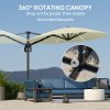 Outsunny 3(m) Cantilever Garden Parasol with Solar Powered Lights, Fibreglass Ribs, Crank Handle & Cross Base, UPF 50+, 360 Rotation, Overhanging Patio Umbrella for Patio Market, Cream