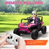 AIYAPLAY Kids Ride on Car, 12V Battery Powered Electric Truck with Remote Control, 4 Suspension Wheels, Horn, Lights, Music, USB, for Ages 3-5 Years, Pink