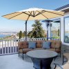 Outsunny 3(m) Patio Offset Parasol Roma Umbrella Cantilever Hanging Sun Shade Canopy Shelter Tilt 360 Rotation with Aluminium Frame Hand Crank Cross Base, Beige