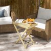Outsunny Garden Side Table, Outdoor Wooden Coffee Table, Rectangular End Table for Patio, Balcony, 68 x 44 x 75cm, Natural