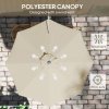 Outsunny 3 M Wall Mounted Garden Parasol Umbrella with Rotate, Outdoor Market Umbrella Sun Shade Canopy with 8 Ribs, Khaki