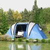 Outsunny 4-5 Man Camping Tent with 2 Bedrooms, Living Area and Awning, 3000mm Waterproof Large Family Tent, Portable with Bag, for Fishing Hiking Festival, Blue
