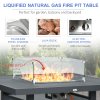 Outsunny 6-Piece Aluminium Garden Furniture Set with Fire Pit Table, Outdoor Dining Sofa Set with Cushions, Loveseats and Footstools, Sectional Corner Conservatory Furniture for Patio, Grey
