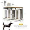 PawHut Dog Crate Furniture for Large Dog, Double Dog Cage for Small Dogs with Divider, Sliding Doors - White