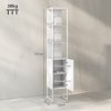 HOMCOM Tall Bathroom Cabinet, Slim Bathroom Storage Cabinet with 3 Open Shelves and Adjustable Shelf, Freestanding Storage Cupboard, 33 x 33 x 185 cm
