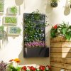 Outsunny Metal Garden Bed with Trellis, Wall Mounted or Freestanding Raised Planter with Privacy Panel, Twig and Leaf Cut-out Privacy Screen with Planter Box for Climbing Plants, Flowers, Vegetables