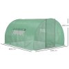 Outsunny Large Polytunnel Walk In Greenhouse, Plant Gardening Tunnel Green House with Metal Hinged Door, Galvanised Steel Frame & Mesh Windows, Green (3 x 4 m)