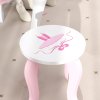 AIYAPLAY Kids Dressing Table Set, Two-Piece Kids Vanity Table with Stool, Mirror, Drawer, Desktop Storage, Ballet Theme, Girls Makeup Desk, Chair, Pink