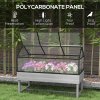 Outsunny Raised Garden Bed with Cold Frame Greenhouse, Elevated Wood Planter Box with Polycarbonate Panel and Top Vent for Vegetables, Flowers, Herbs, 120 x 60 x 103cm, Distressed Grey