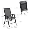 Outsunny Set of 4 Folding Garden Chairs, Metal Frame Garden Chairs Outdoor Patio Park Dining Seat with Breathable Mesh Seat, Black