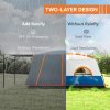 Outsunny 4-6 Man Camping Tent, Double Layer Tunnel Tent with Porch, Living Area and 2 Bedrooms, Sewn in Groundsheet, 3000mm Waterproof and UPF 30+, Portable with Bag, Blue