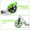 HOMCOM Folding Kick Scooter, Adjustable Ride On Scooter with 200mm Big Wheels and Double Shock Absorption, Urban Scooter for 14+ Teens Adult, Green