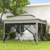 Outsunny 3 x 3(m) Pop Up Gazebo, Double-roof Garden Tent with Netting and Carry Bag, Party Event Shelter for Outdoor Patio, Dark Grey
