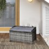 Outsunny PE Rattan Outdoor Storage Bench, Aluminium Garden Bench with Storage Underneath w/ Zipped Inner Lining, Rods for Deck, Mixed Grey