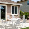 Outsunny 7 Piece Garden Dining Set with Dining Table and Chairs, 6 Seater Outdoor Furniture with Parasol Hole for Deck and Balcony, Grey