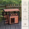 PawHut Outdoor Cat House Kitten Shelter Puppy Kennel with Balcony Stairs Asphalt Roof, 77 x 50 x 73 cm, Brown