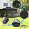 Outsunny 3 x 3(m) Pop Up Gazebo with Sides, 20 Solar-Powered LED Lights, Netting, Roller Bag, 4 Weight Bags, Marquee Party Tent, Height Adjustable Instant Event Shelter, Black