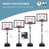 HOMCOM 5-7FT Height Adjustable Basketball Hoop and Stand, Freestanding Portable Basketball Hoop System with Fillable Base, Wheels, for Teens, Juniors, Adults, 1.55-2.1m