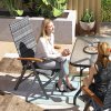 Outsunny Outdoor Folding Dining Chair, PE Rattan Chair with Armrests, High Backrest, for Garden, Camping, Balcony, Porch, Light Grey