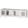 PawHut Wooden Rabbit Hutch Separable Guinea Pig Hutch Bunny Run Small Bunny House for Indoor Use w/ Slide Out Tray, 161 x 50.5 x 53.3cm - (Grey)