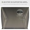 Outsunny 3x2.5m LED Light Full Cassette Case Electric/Manual Awning Door Window Sun Shade Patio Canopy Retractable w/ Remote Grey