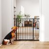 PawHut Dog Gate Wide Stair Gate w/ Door Pressure Fit Pets Barrier for Doorway, Hallway, 76H x 75-95W cm - Black