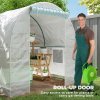 Outsunny Reinforced Walk In Polytunnel Greenhouse with Roll Up Door, Galvanised Steel Frame and Zipped Door Windows (2 x 2.5m), White