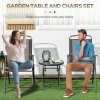 Outsunny Garden Bistro Set, 3 Pieces Table and Chairs Set, Outdoor Garden Furniture with Foldable Breathable Mesh Fabric Armchairs & Glass Top Coffee Table, Brown