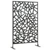 Outsunny Decorative Garden Privacy Screen with Stand, 6.5FT Freestanding Metal Outdoor Divider, Decorative Privacy Panel with Expansion Screws for Garden Pool Hot Tub, Irregular Figure Style, Black